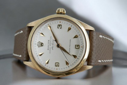 Vintage Rolex Airking 5500 14ct Gold with amazing case & stunning waffle dial